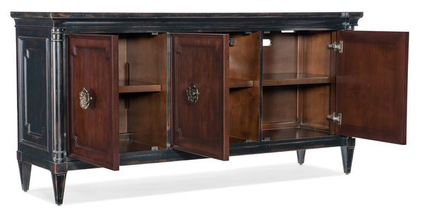 Hooker Furniture Charleston Cherry Entertainment Console With Solid-Wood Top, Soft-Close Doors, Ventilated Back Panel 6750-55472-00