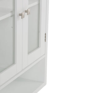 English Elm Acadian Double Door Wall Cabinet – Contemporary Pure White Storage With Adjustable Shelves & Style B136P158498