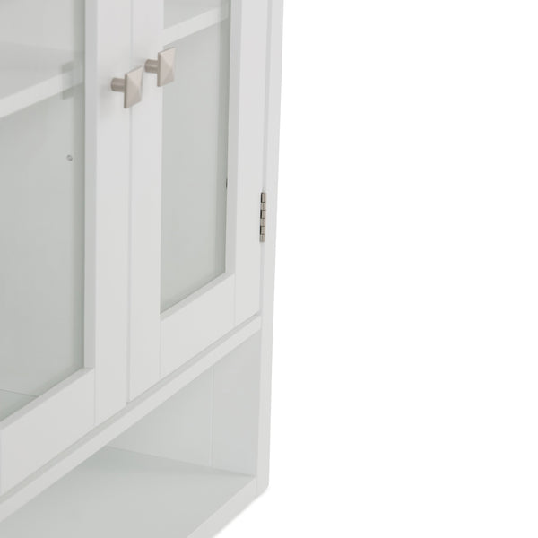 English Elm Acadian Double Door Wall Cabinet – Contemporary Pure White Storage With Adjustable Shelves & Style B136P158498