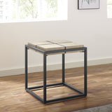 Steve Silver Oaklee Brown End Table: Acacia Veneer Top, Iron Base, Contemporary Styling - 56 x 56 x 61