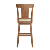 Homelegance By Top-Line Juliette Panel Back Wood Swivel Bar Stool Oak Rubberwood