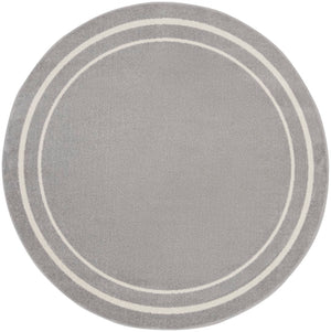 Nourison Essentials NRE02 Machine Made Power-loomed Narrow Border Indoor/Outdoor Contemporary Outdoor Rug Grey,Ivory, Grey Ivory 100% Polypropylene 99446147578