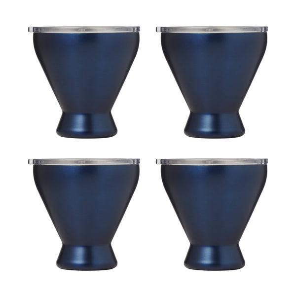 Lenox Cambridge 11 Oz Insulated Brushed Navy All Purpose Cocktail Tumblers, Set of 4 NO COLOR METAL EPCNY2ABLCB2DS
