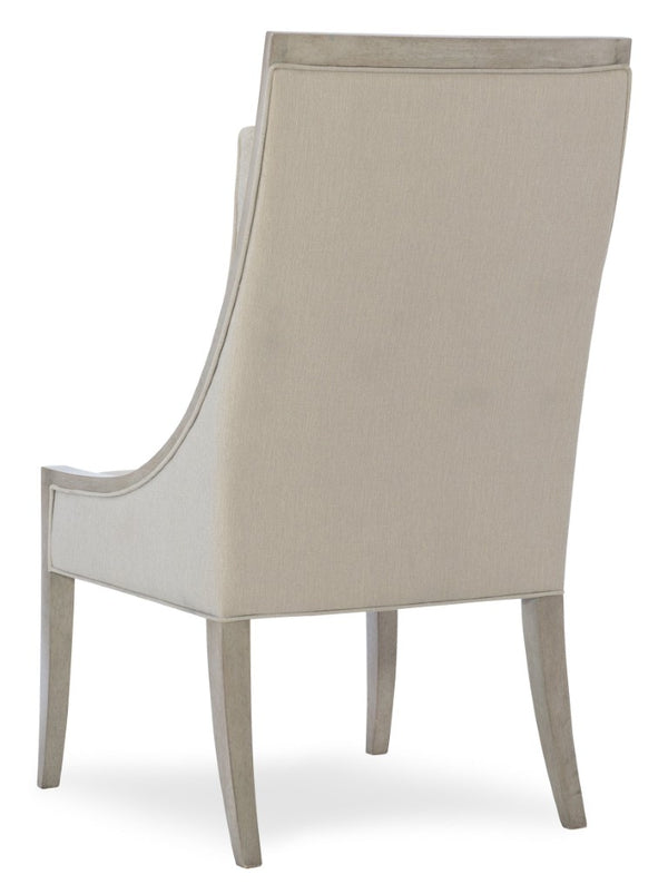 Hooker Furniture Elixir Modern Host Chair With Plush Upholstered Back, Walnut Textured Finish & Champagne Accents 5990-75500-LTWD