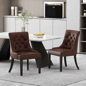 English Elm Cheney Tufted Upholstered Dining Chair Set with Solid Wood Legs for Modern Rooms 54181.00PUDBRN