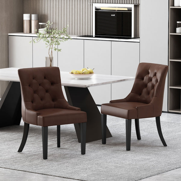 English Elm Cheney Tufted Upholstered Dining Chair Set with Solid Wood Legs for Modern Rooms 54181.00PUDBRN