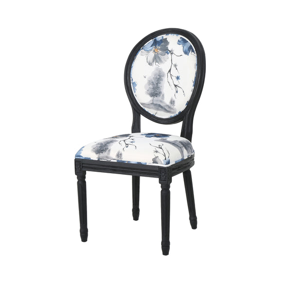English Elm Christopher Knight Home® - ROUND Round Back Chair Set with French Country Fabric, Floral & Chevron Accents, Rubberwood Legs Blue+Multi 62529.00PRT