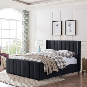 Christopher Knight Home® - Noble House - Antoinette Fully-Upholstered Bed Frame - Queen-Size - Traditional - Black