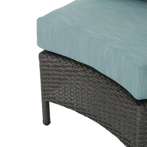 English Elm Christopher Knight Home® - PT LIMON SINGLE SOFA Curved Armless Outdoor/Indoor Faux Rattan Chairs with Water-Resistant Cushions and Heavy-Duty Iron Frame Grey 54786.00GT