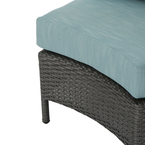 English Elm Christopher Knight Home® - PT LIMON SINGLE SOFA Curved Armless Outdoor/Indoor Faux Rattan Chairs with Water-Resistant Cushions and Heavy-Duty Iron Frame Grey 54786.00GT