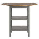 Homelegance By Top-Line Theordore Antique Finish 2 Side Drop Leaf Round Counter Height Table Grey Rubberwood