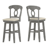 Homelegance By Top-Line Juliette Napoleon Back Wood Swivel Bar Stool Grey Rubberwood