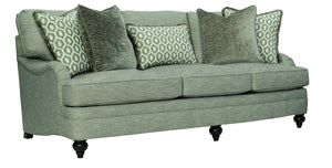 Bernhardt Bernhardt Tarleton Short Sofa With Plush Cushions, Wave Arms, Turned Wood Legs & 5 Pillows — Custom Upholstery Options - Made to Order B4266G