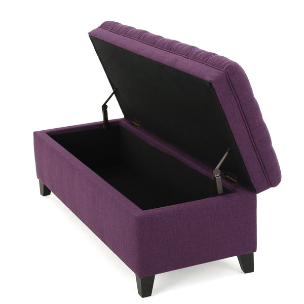 English Elm Juliana Rectangular Storage Ottoman Upholstered Lift Top for Living Room Seating 57741.00PUR