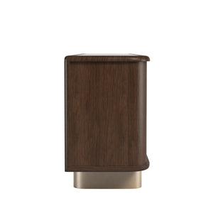 A.R.T. Furniture Verge Credenza: Modern Walnut Storage with Sculptural Base, Antique Brass Accents for Elegant Interiors 337252-1960