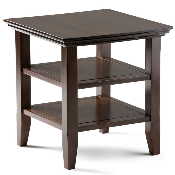 English Elm Acadian End Table - Solid Wood Beauty In Rich Brunette Brown With 2 Open Shelves For Storage B136P159398