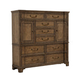 Revival Row 9-Drawer Master Chest with Cabinets Brown with Village Lane Finish P348-BR-K11 Pulaski Furniture