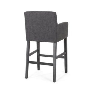 English Elm Upholstered Counter Stools Set of Two with Armrests Rubberwood Base Kitchen Island 71253.00CHAR