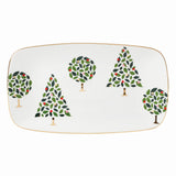 Kate Spade Evergreen Porcelain Hors D'oeuvres Tray with Gold Trim, Dishwasher Safe