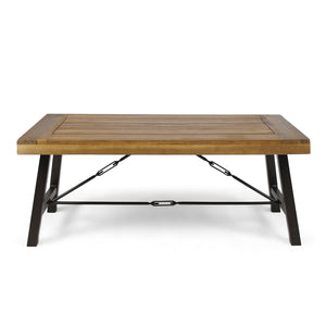 English Elm Christopher Knight Home® - Outdoor Acacia Wood Coffee Table with Teak Finish, Rustic Metal Frame, Farmhouse Patio Centerpiece 62348.00
