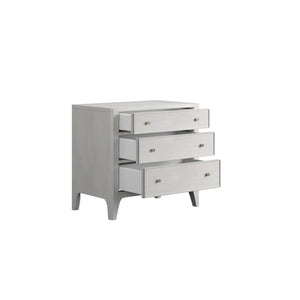 Mezzanine Nightstand - Vintage-Inspired Elegance with Three Drawers in Dove Gray Finish & Nickel Hardware