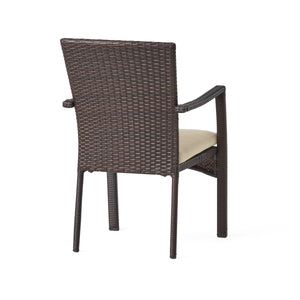 English Elm Christopher Knight Home® - CORSICA Wicker KD Dining Chair with Water-Resistant Removable Cushion — Stylish Outdoor Seating for Patios Brown 37.5 L x 21.5 W x 10.25 H 56424.00