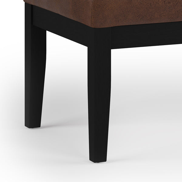 English Elm Lacey Tufted Ottoman Bench - Contemporary Distressed Chestnut Brown Faux Leather For Versatile Style B136P159207