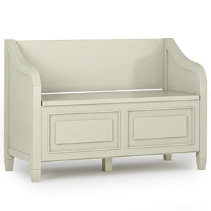 English Elm Connaught Entryway Storage Bench - Handcrafted Antique White Charm With Smart Storage & Seating B136P158532