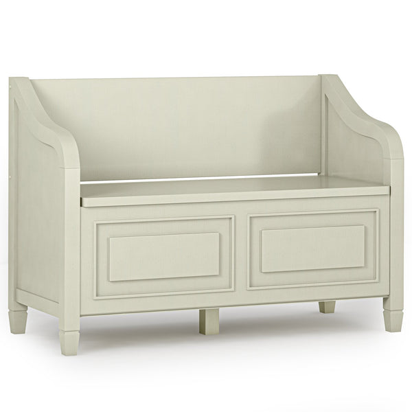 English Elm Connaught Entryway Storage Bench - Handcrafted Antique White Charm With Smart Storage & Seating B136P158532