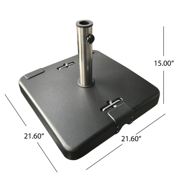 English Elm Christopher Knight Home® - MALDEN Concrete Square Umbrella Base 119 lb Black with Stainless Support Pole for 13ft Canopies 62767.00BLK