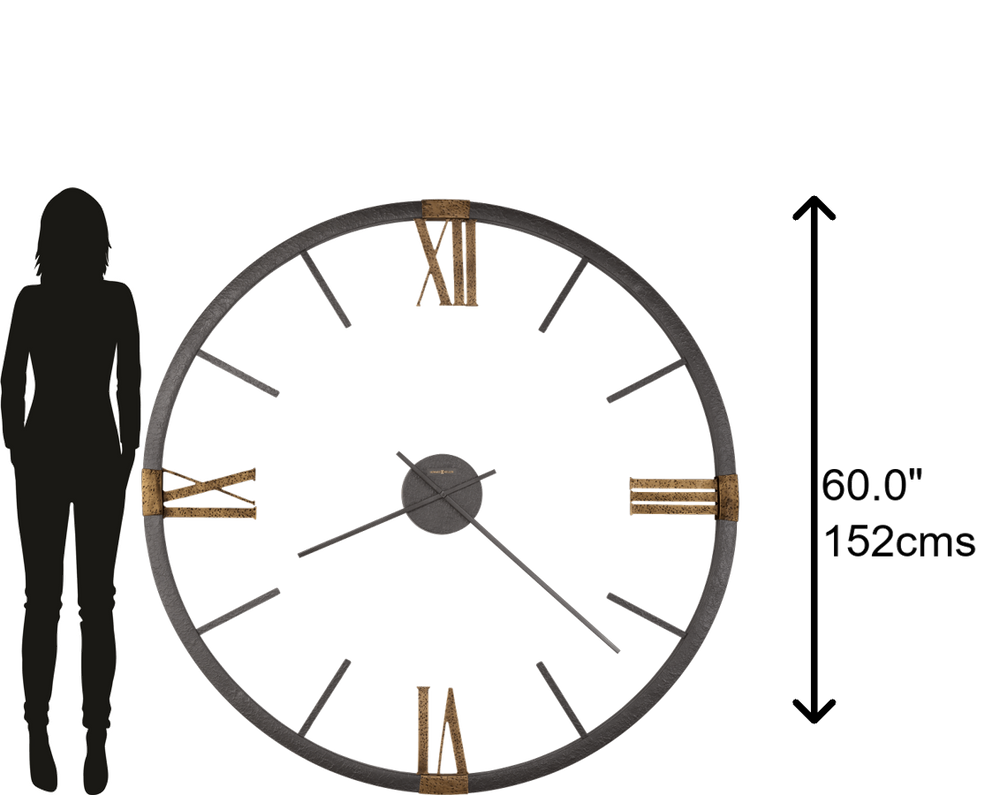 Hekman Furniture 625570 Oversized Prospect Park Wall Clock - Textured Metallic Frame, Quartz Movement, Elegant Design Metal Prospect Park Wall Clock 625570