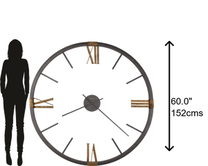 Hekman Furniture 625570 Oversized Prospect Park Wall Clock - Textured Metallic Frame, Quartz Movement, Elegant Design Metal Prospect Park Wall Clock 625570