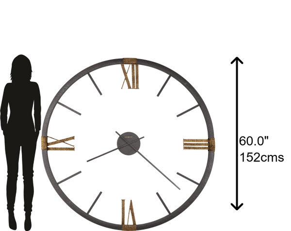 Hekman Furniture 625570 Oversized Prospect Park Wall Clock - Textured Metallic Frame, Quartz Movement, Elegant Design Metal Prospect Park Wall Clock 625570