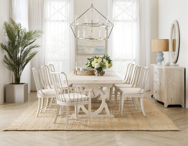 Hooker Furniture Serenity Spindle Side Chair In Surf Whitewashed Oak — Coastal Cottage Dining Chair With Oyster Performance Cushion 6350-75610-80