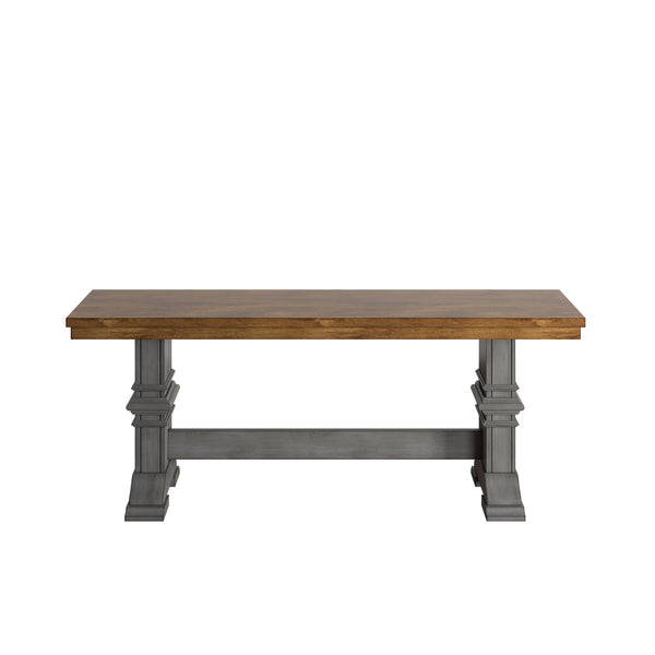 Homelegance By Top-Line Juliette Two-Tone Trestle Leg Wood Dining Bench Grey Rubberwood