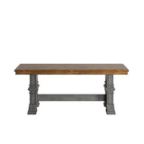 Homelegance By Top-Line Juliette Two-Tone Trestle Leg Wood Dining Bench Grey Rubberwood