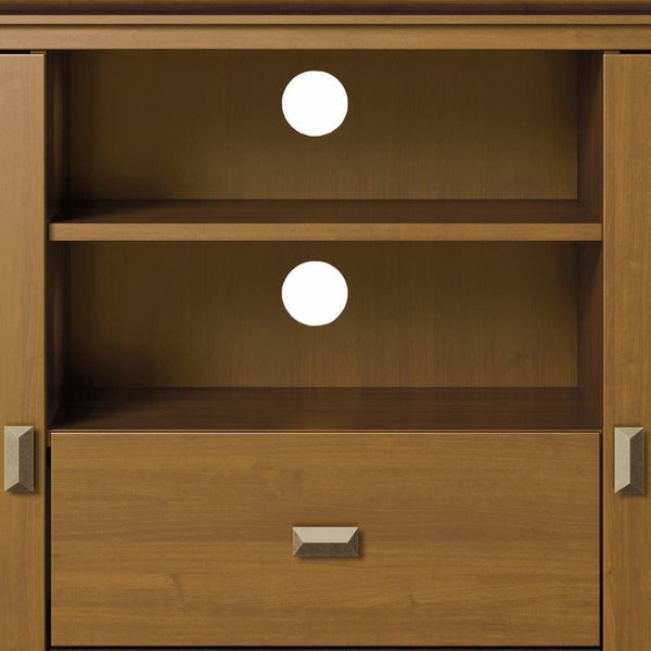 English Elm Artisan Tall Tv Media Stand In Honey Brown - Handcrafted Solid Wood With Storage & Cable Management B136P158409