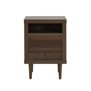 English Elm Christopher Knight Home® - 2-DRAWER Nightstand with Faux Wood Finish and Rubberwood Legs, Compact Storage Nightstand with Knob Handles Walnut 72037.00WALN