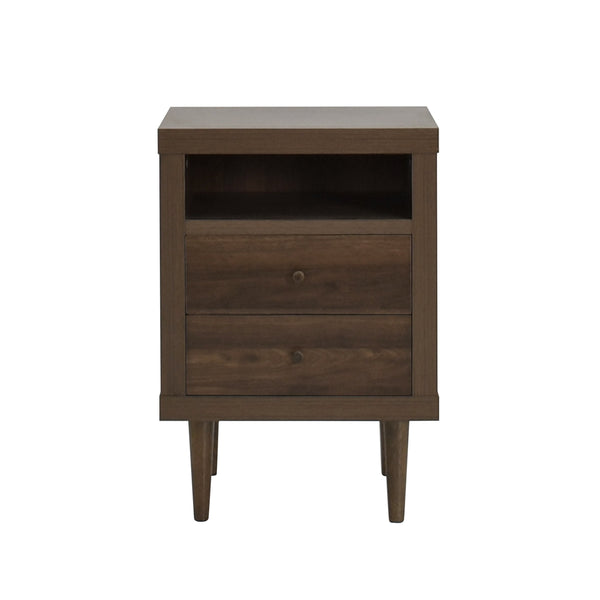 English Elm Christopher Knight Home® - 2-DRAWER Nightstand with Faux Wood Finish and Rubberwood Legs, Compact Storage Nightstand with Knob Handles Walnut 72037.00WALN