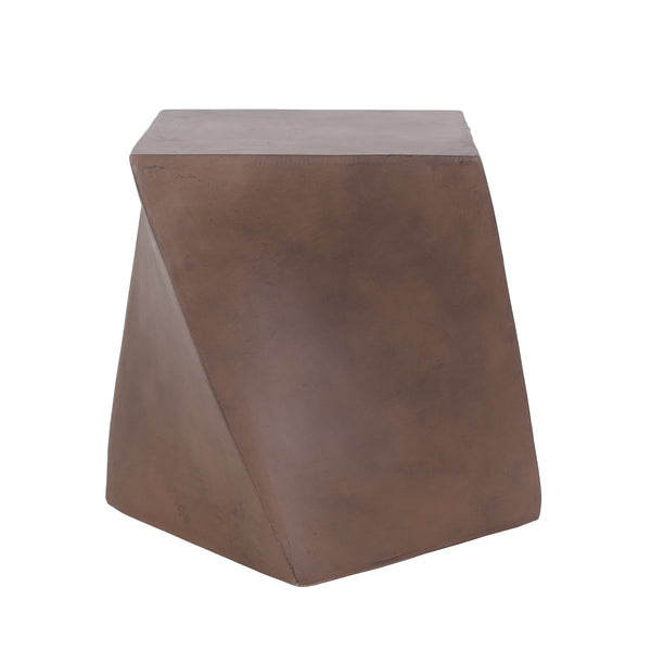 English Elm Outdoor Sculptural Twisted Cube Concrete Side Table for Patio Deck or Garden 73456.00