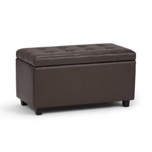 English Elm Cosmopolitan Storage Ottoman - Stylish Chocolate Brown Faux Leather With Hidden Storage & Comfort B136P159765