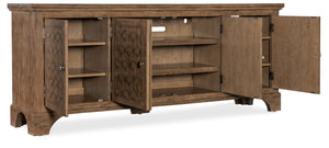 Hooker Furniture Americana Parquet Entertainment Credenza With Soft-Close Doors, Cable Management, Heirloom Finish Medium Wood 7050-55498-85