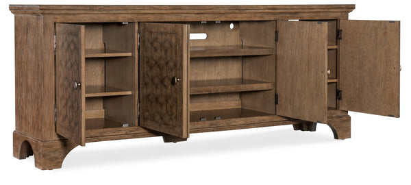 Hooker Furniture Americana Parquet Entertainment Credenza With Soft-Close Doors, Cable Management, Heirloom Finish Medium Wood 7050-55498-85