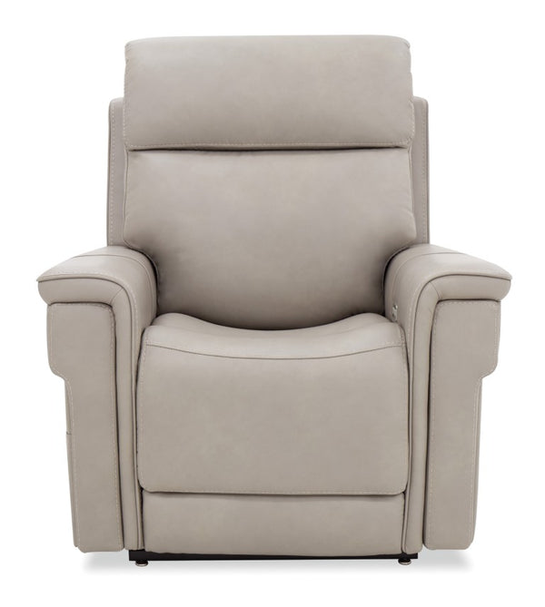 Hooker Furniture Lyra Semi-Aniline Top Grain Leather Power Lift Recliner With Wireless Charging, Cupholder, Lumbar Grey RC622-PHLL4-091
