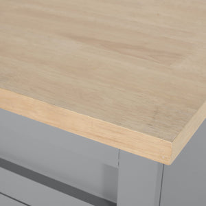 English Elm Christopher Knight Home® - Kitchen Island Cart Grey with Solid Rubberwood Top, Mobile Storage Cabinet, Drawer, Towel Rack, Wheels 67795.00NATGRY
