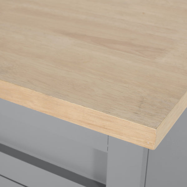 English Elm Christopher Knight Home® - Kitchen Island Cart Grey with Solid Rubberwood Top, Mobile Storage Cabinet, Drawer, Towel Rack, Wheels 67795.00NATGRY