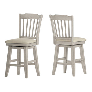 Homelegance By Top-Line Juliette Slat Back Counter Height Wood Swivel Chair White Rubberwood