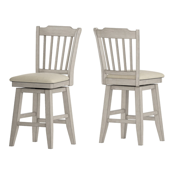 Homelegance By Top-Line Juliette Slat Back Counter Height Wood Swivel Chair White Rubberwood