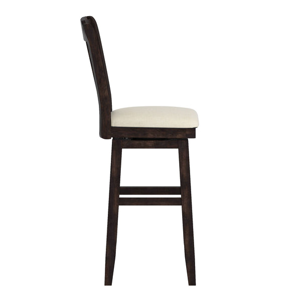 Homelegance By Top-Line Juliette Slat Back Bar Height Wood Swivel Bar Stool Black Rubberwood