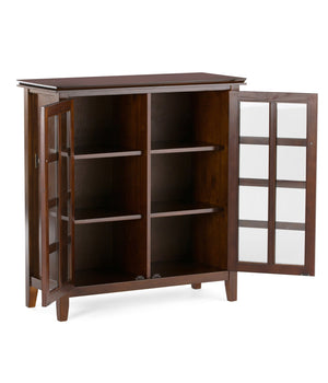 English Elm Artisan Medium Storage Cabinet – Handcrafted Russet Brown With Glass Doors For Stylish Organization B136P159470
